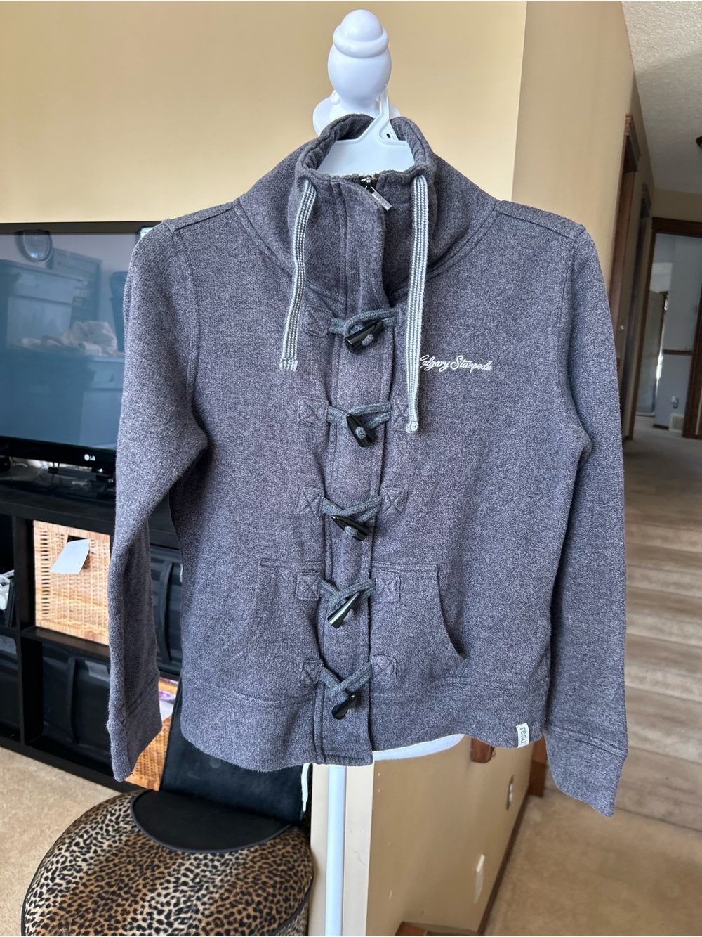 Gray Toggle-Front Ladies Jacket - Cozy Everyday Coat- Calgary stampede